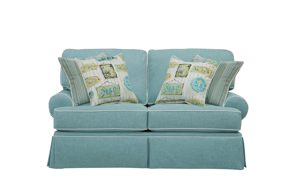 Aqua Loveseat with Four Accent Pillows U8499