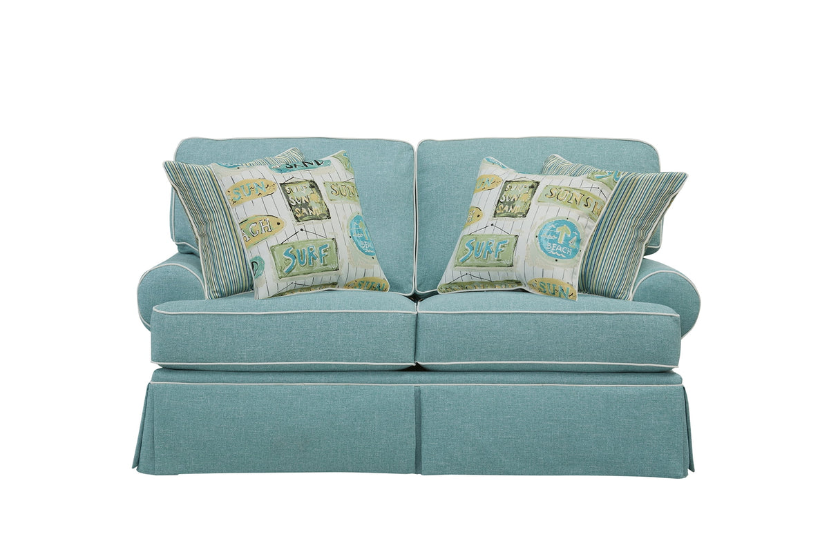 Aqua Loveseat with Four Accent Pillows U8499