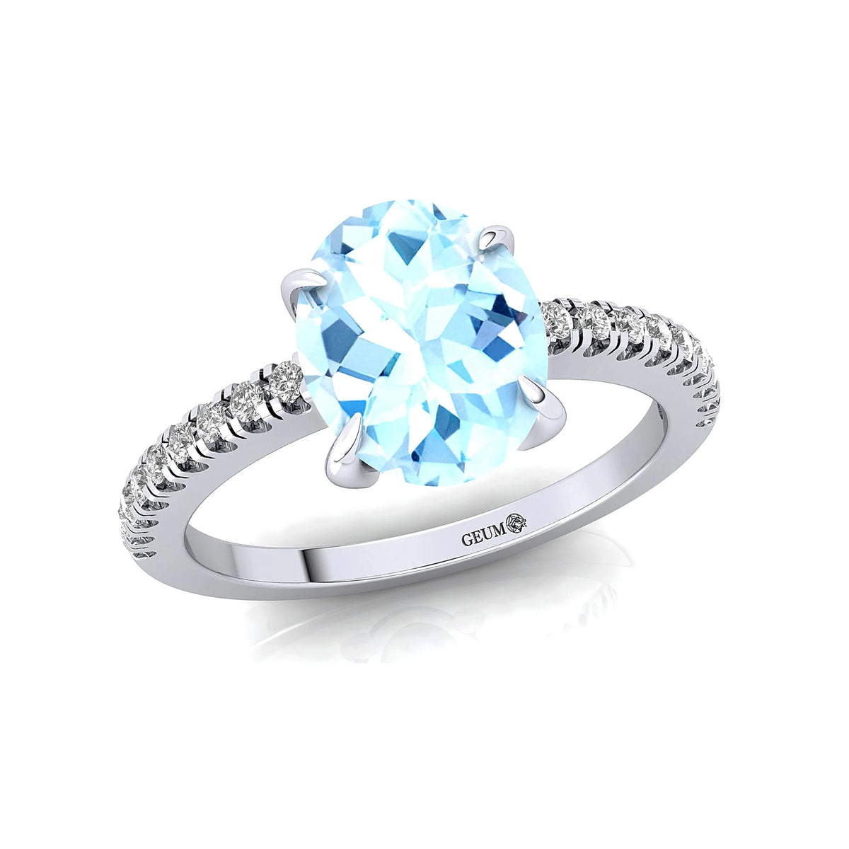 Aquamarine Diamond 14k Solid Gold Ring T901