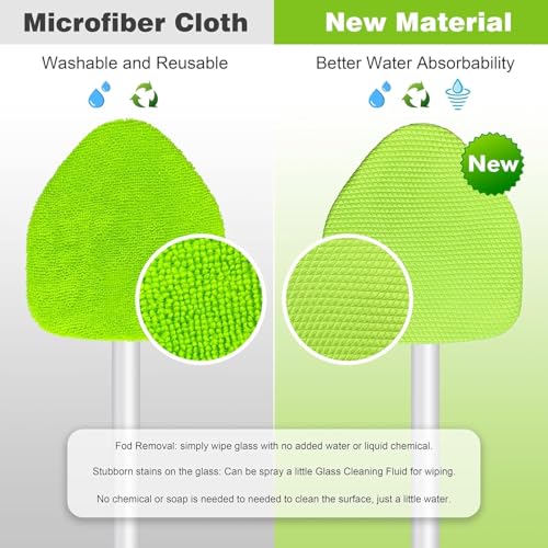 Portable Windshield Cleaner Tool with Extendable Handle and 4 Microfiber Towel Pads K46944