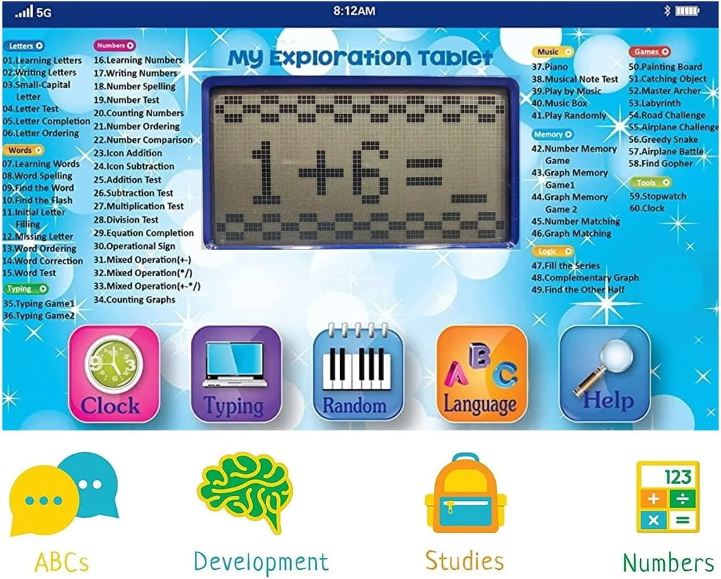 Blue Educational Learning Toy Tablet with LCD Screen and Keyboard O693423