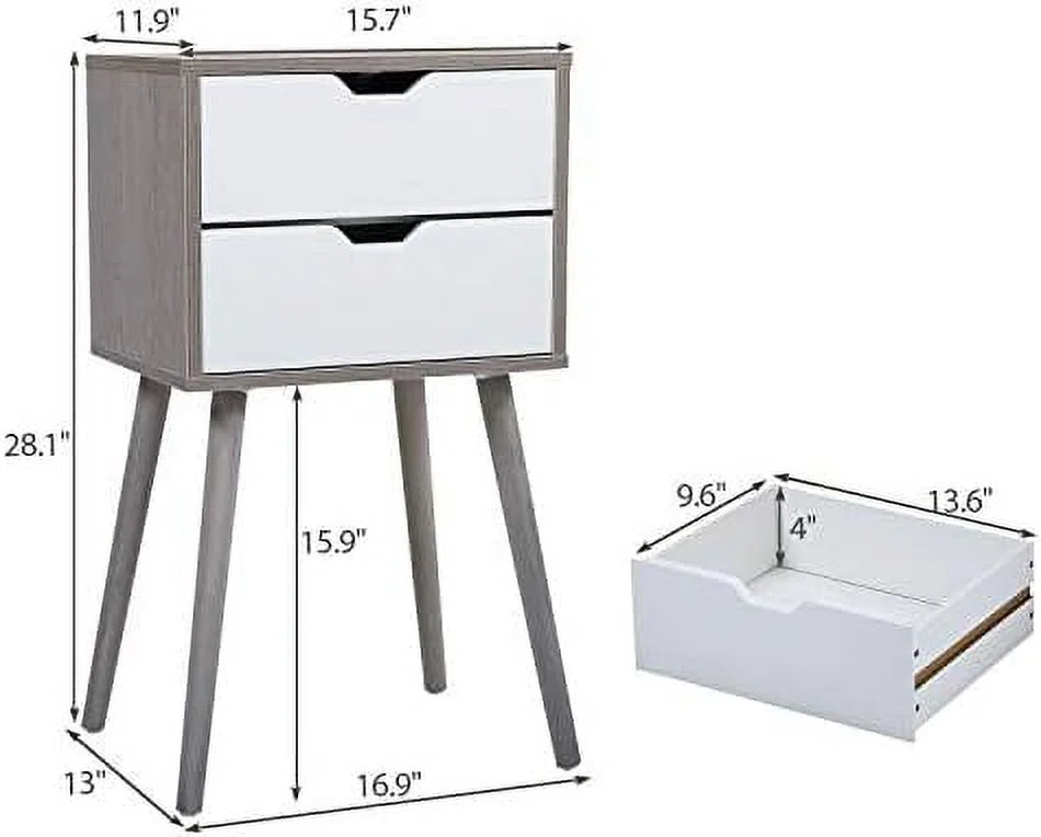 Blue Nightstand with Drawer Solid Wood Leg I35650