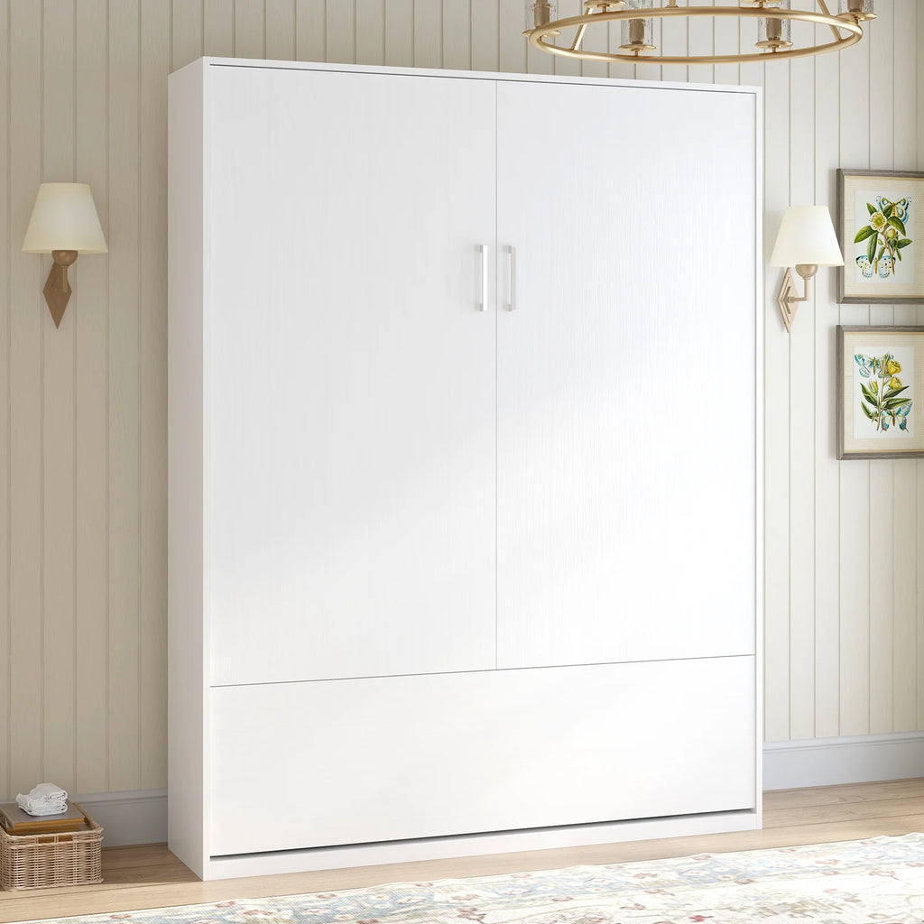 White Foldable Wall Bed with Wardrobe U961