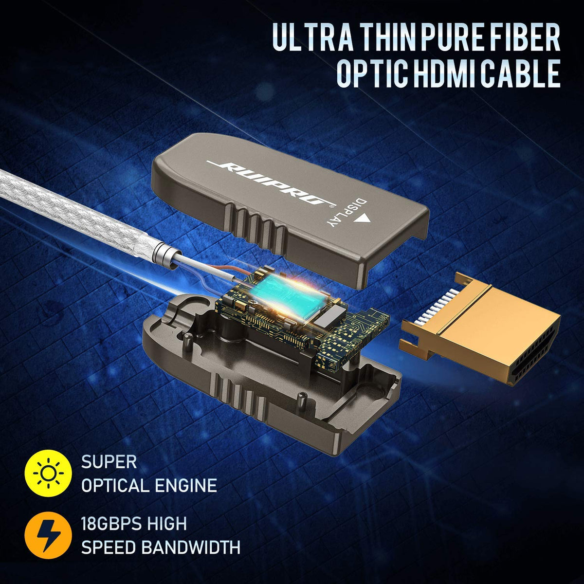 HDMI 2.0b Fiber Optic Cable 65ft 18Gbps D35857