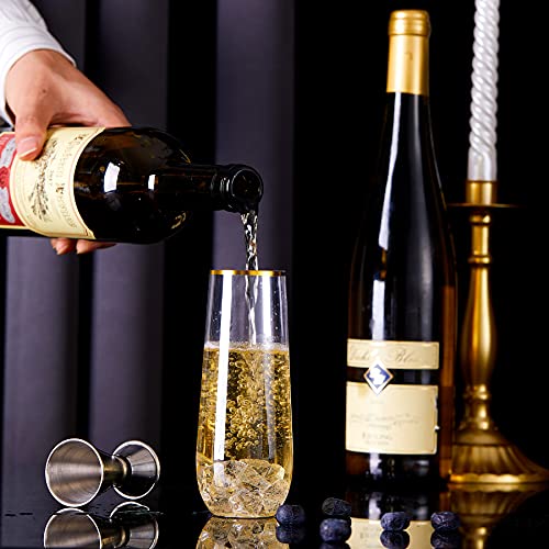 24PCS 9 Oz Stemless Plastic Champagne Flutes J948