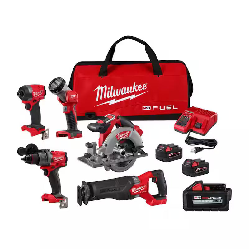 18-Volt Lithium-Ion Brushless Cordless Combo Kit (5-Tool) with Batteries, Charger Tool Bag W54383