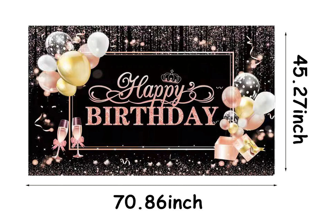 Rose Gold Glitters Birthday Banner Backdrop 45" x 70" U84028