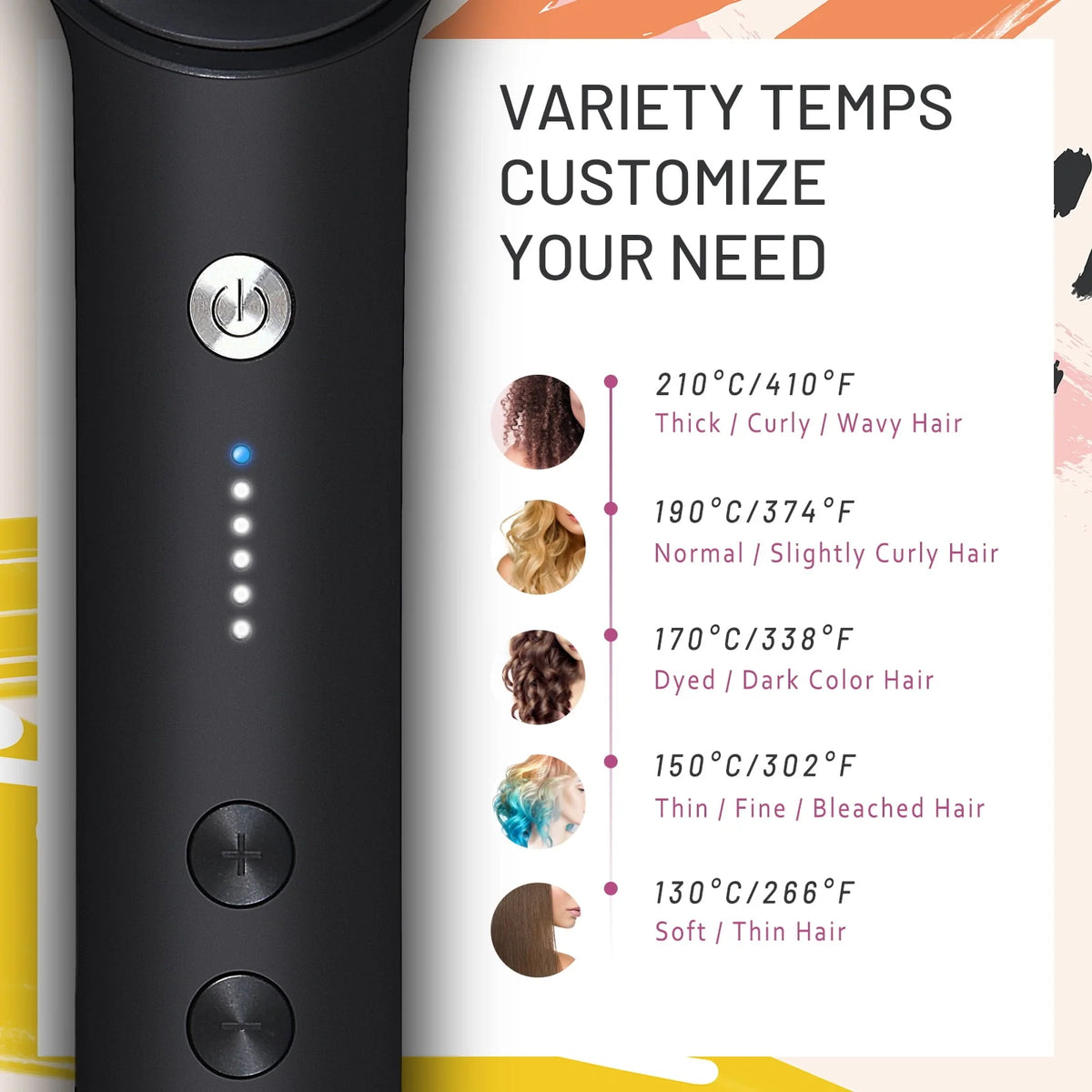 Black Hair Straightener Brush with Built-in Comb V13087