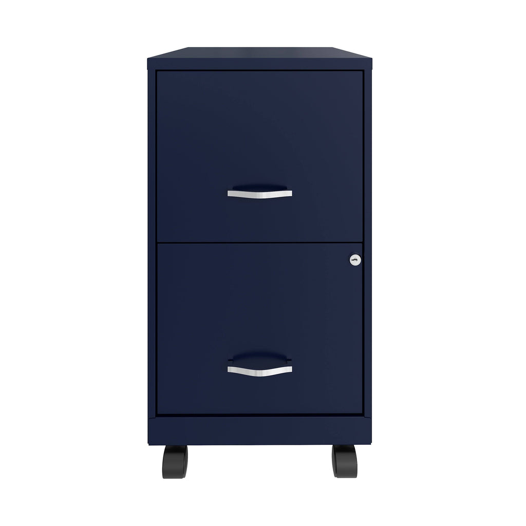 Navy 2 Drawer Metal Mobile File Cabinet T385