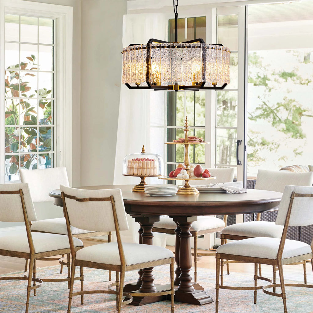 Black 6-Light Water Ripple Glass Chandelier Z8150