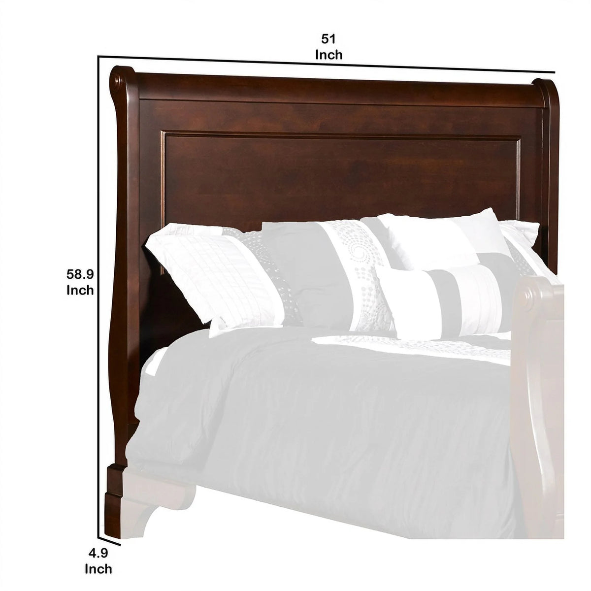 Full Size Wooden Sleigh Headboard with Curved Back Brown X1565