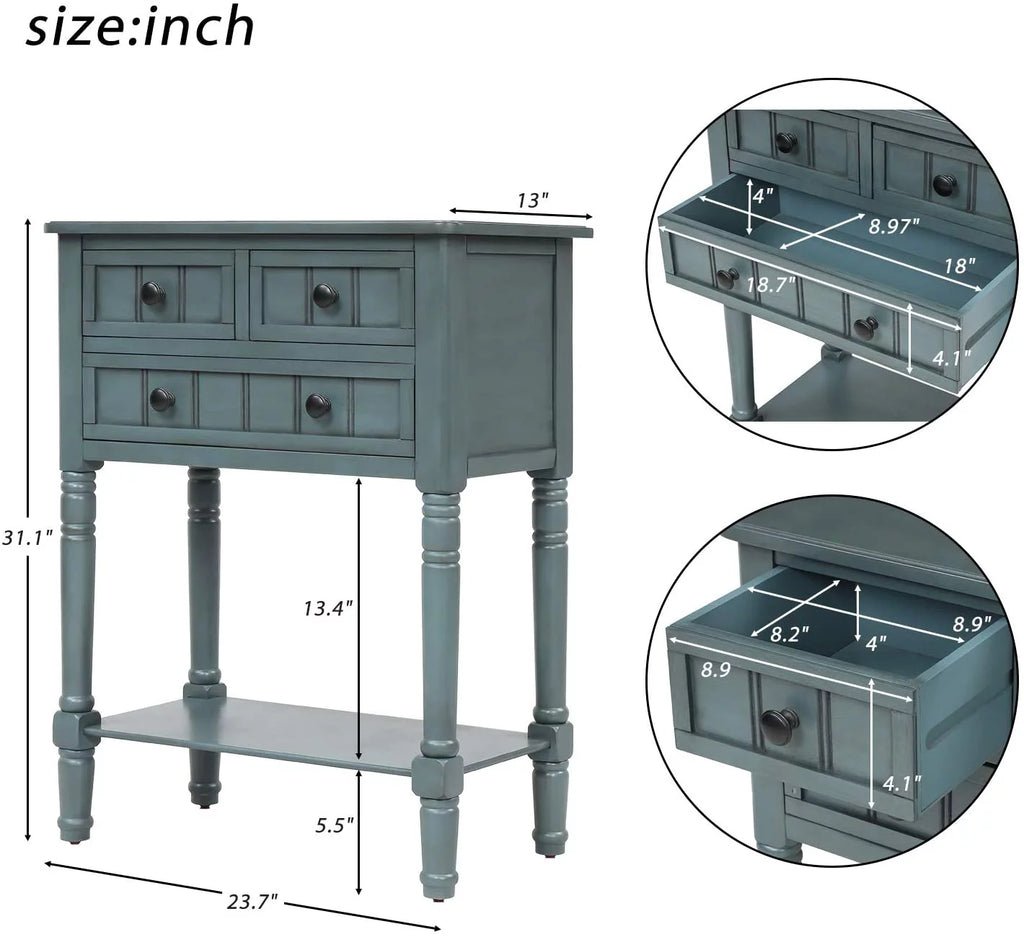 Narrow Console Table with Three Storage Drawers and Bottom Shelf S79403