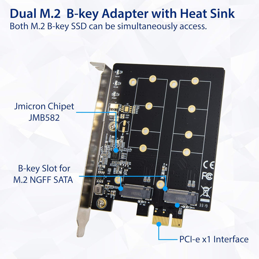 Dual M.2 SATA SSD PCI Express 3.0 x1 Expansion Card V41637