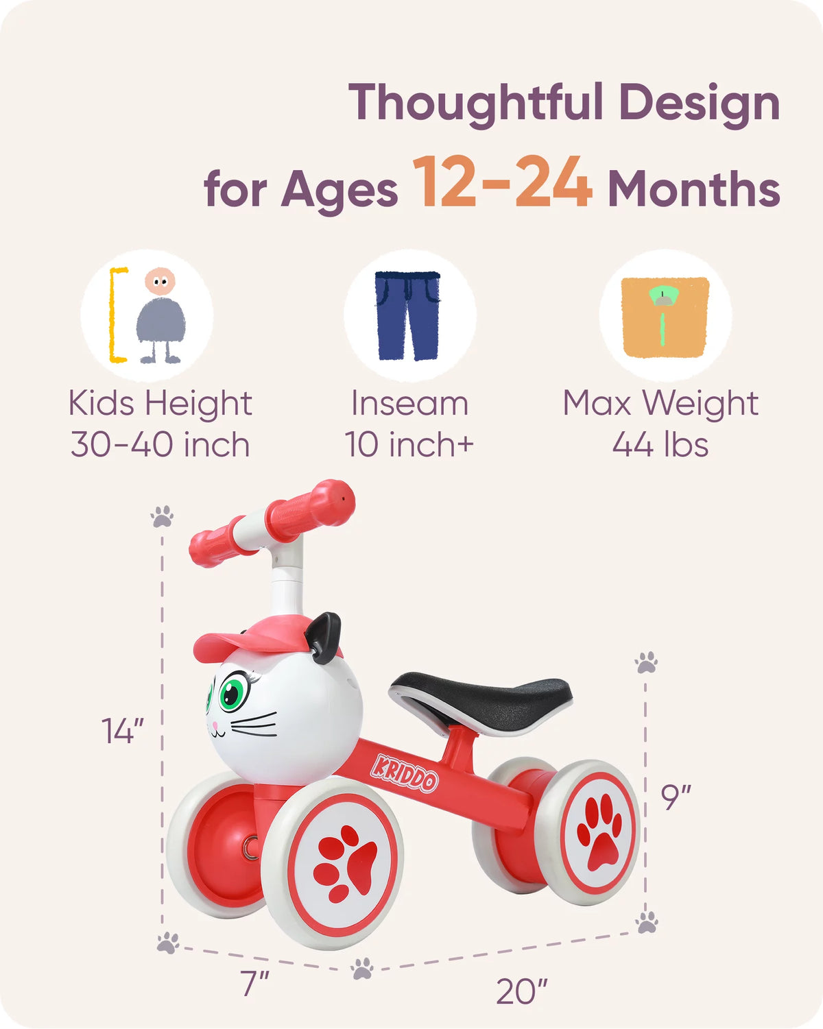 Baby Balance Bike for 1-2 Year Old C1917