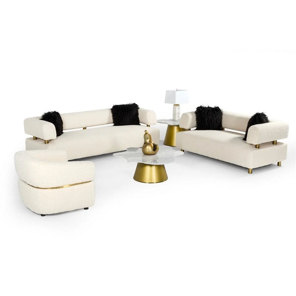 Beige Polyester Fabric & Stainless Steel Sofa X2926