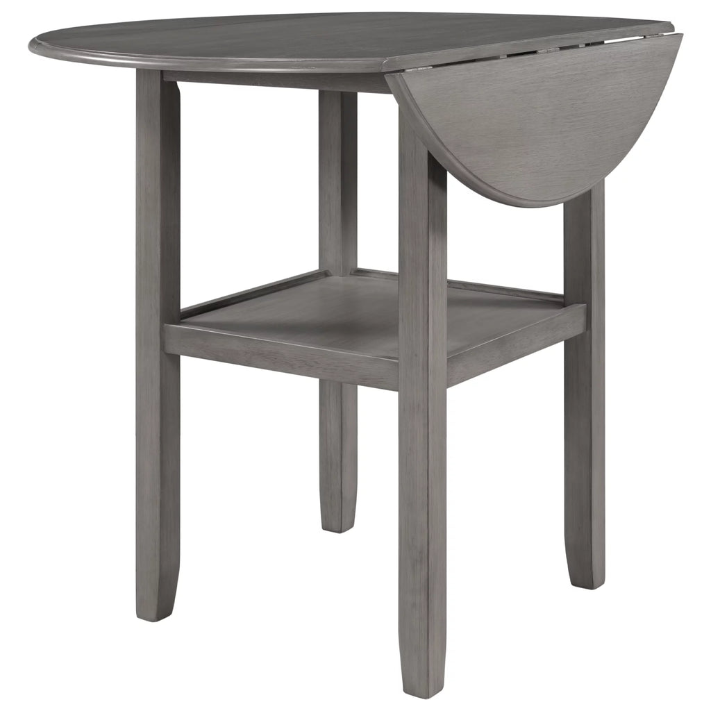 Round Drop Leaf Kitchen Dining Table with Shelf X67739
