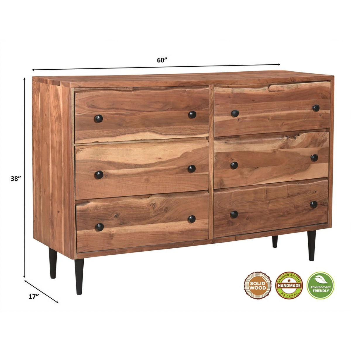 Solid Wood 3-piece King Bedroom Set in Brown N945