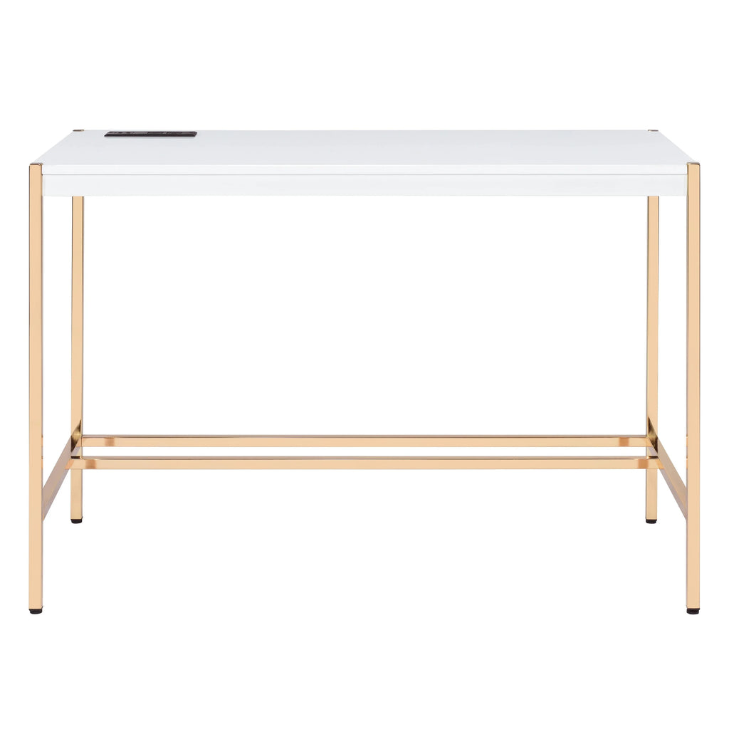 Navy Blue/Gold Writing Desk with USB Ports T1283