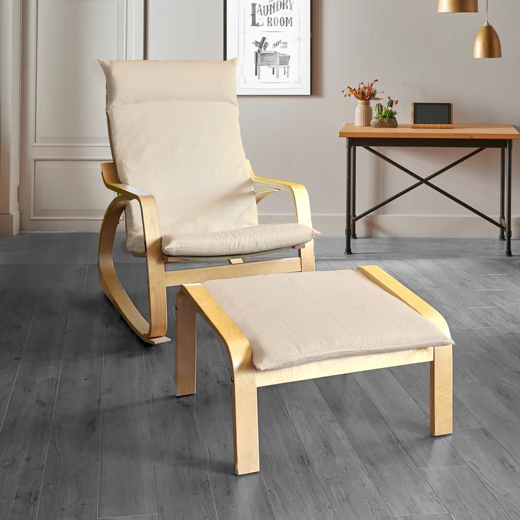 Beige Linen Chair and Footstool Slip Covers W4028