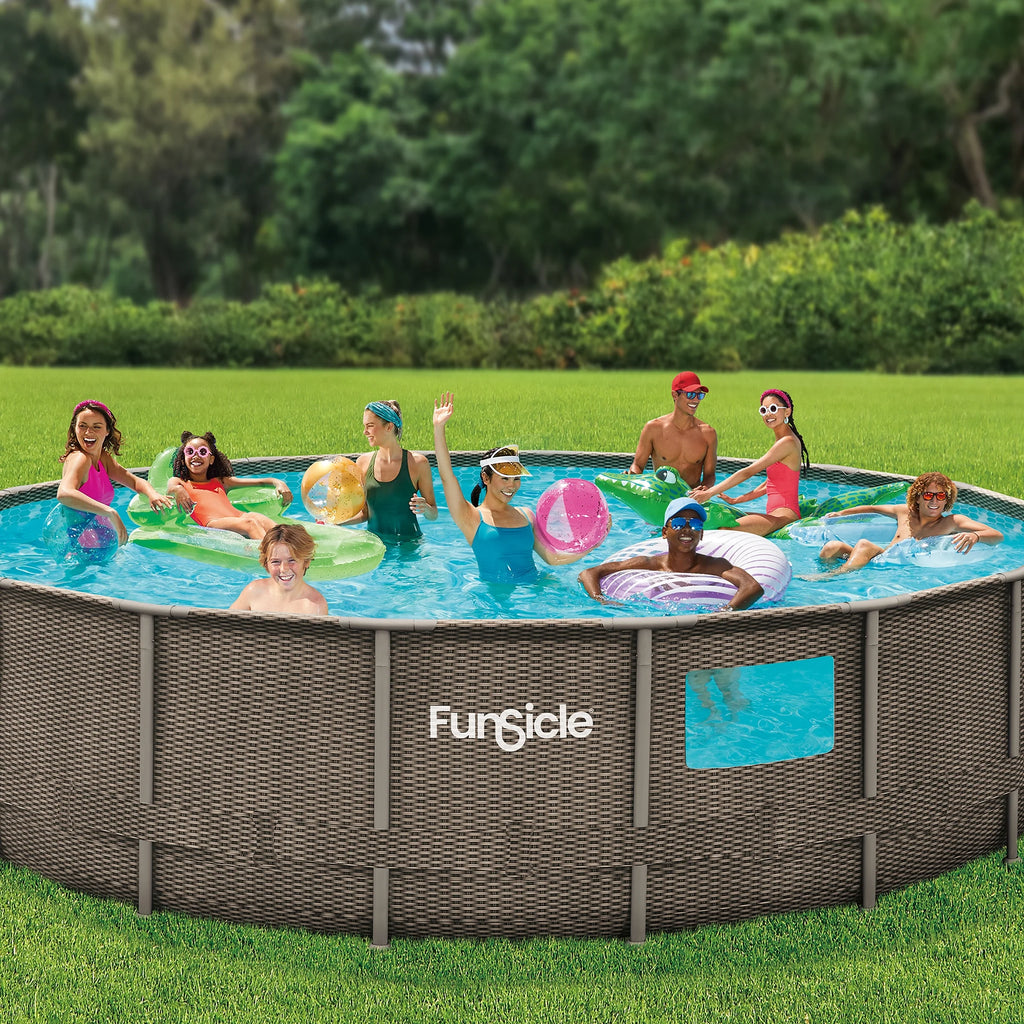 18 ft Crystal Vue Oasis Designer Pool, Round Above Ground Frame Swimming Pool K951989
