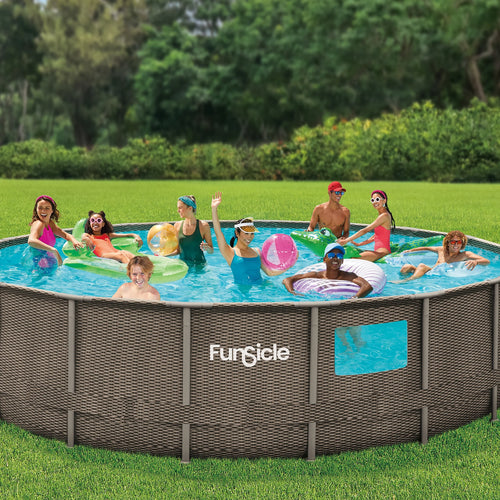 18 ft Crystal Vue Oasis Designer Pool, Round Above Ground Frame Swimming Pool K951989