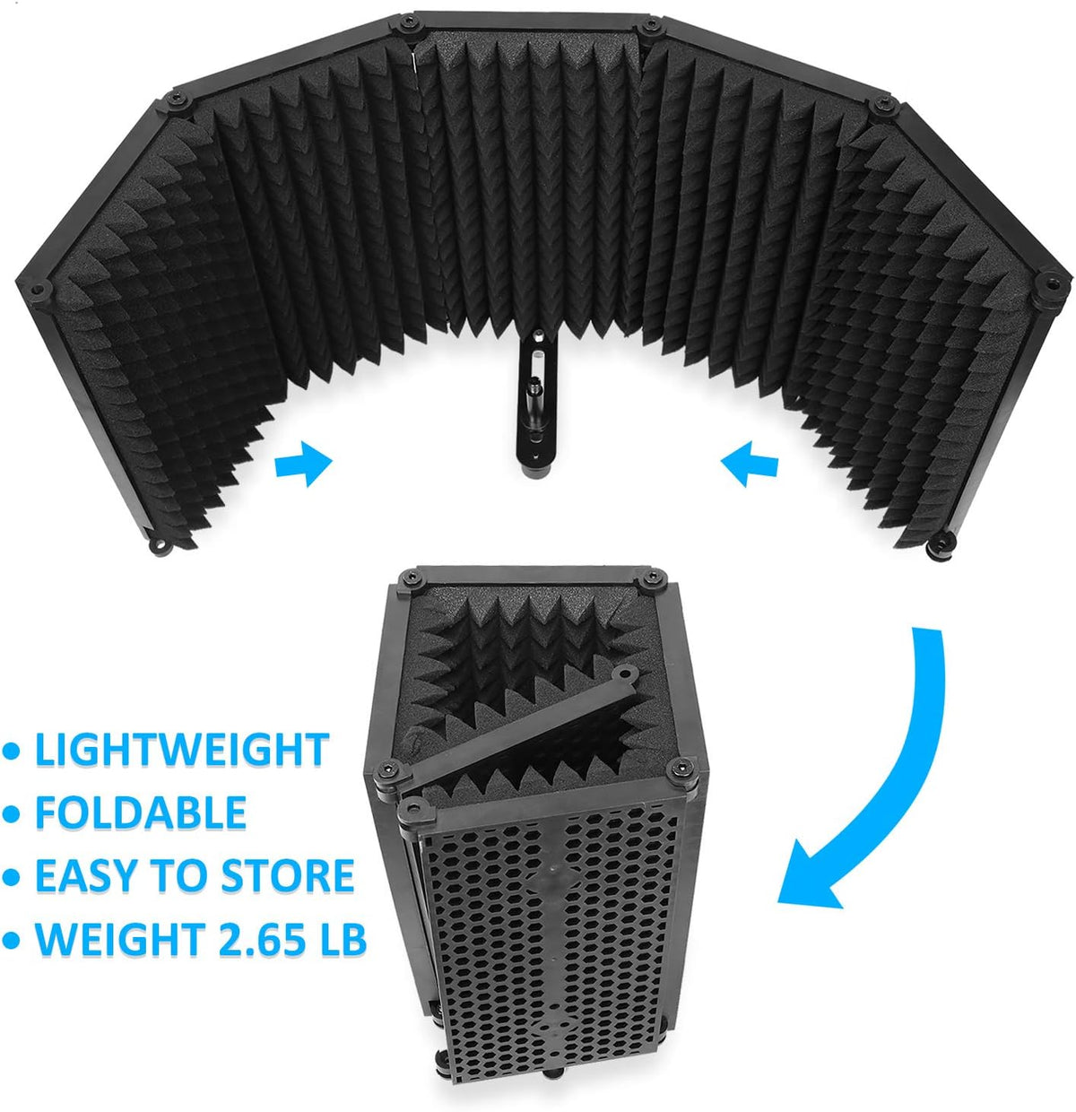 5 Panels Portable Microphone Reflection Filter with Absorbing Foam T8931