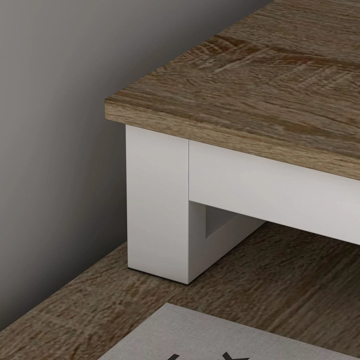 55 Inch L-Shaped Corner Desk with 3 Drawers and 2 Shelves, Walnut and White H67407