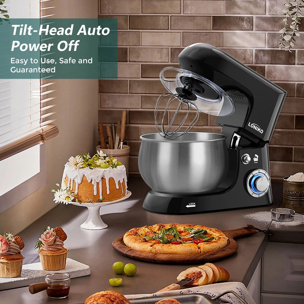 Electric Stand Mixer 400W 6-Speed 6.5QT Stainless Steel Bowl Black L827