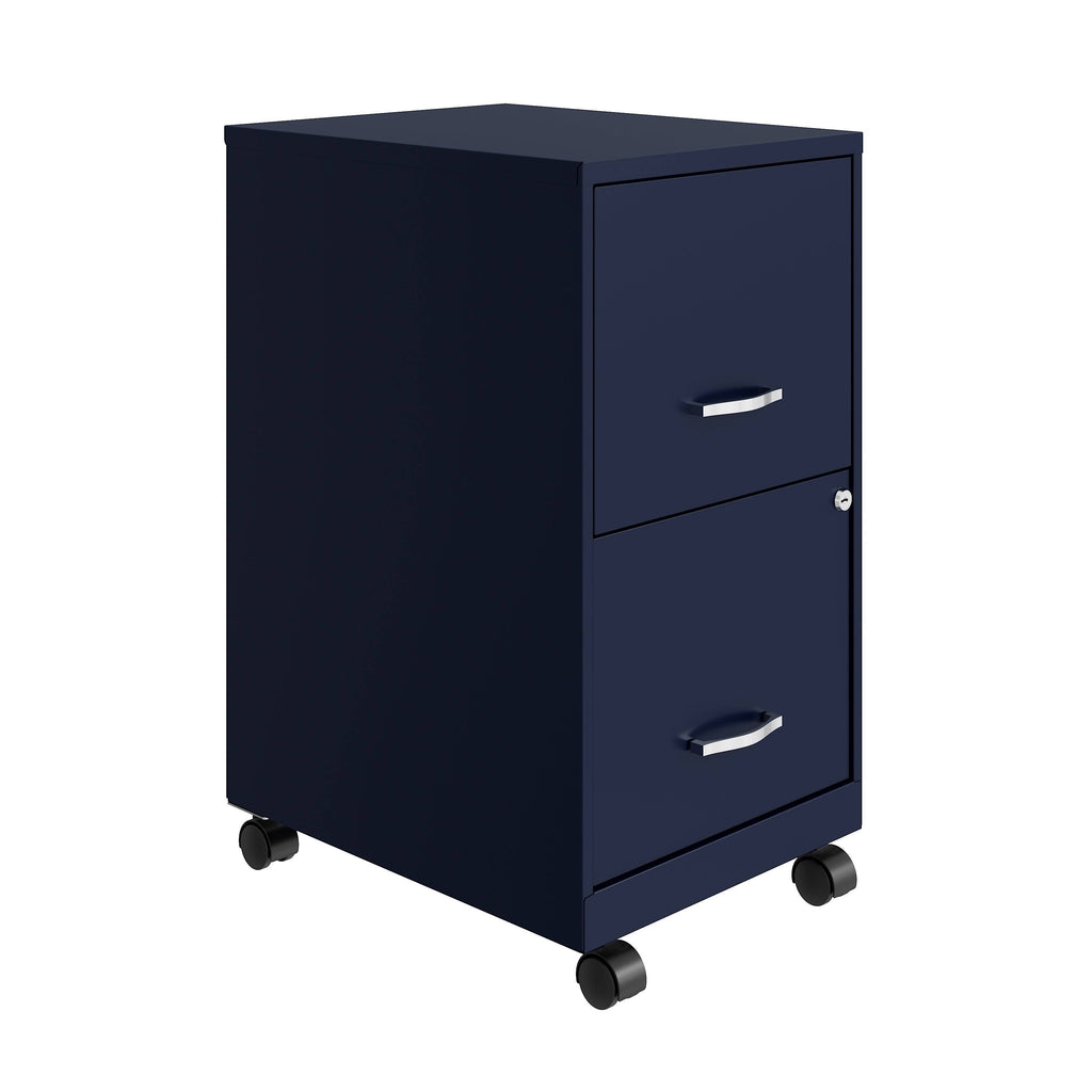 Navy 2 Drawer Metal Mobile File Cabinet T385