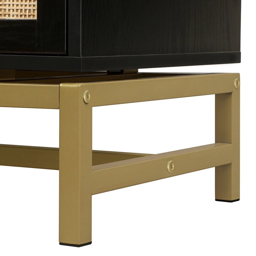 Black Set of 2 Rattan 2 Door Cabinet S12316