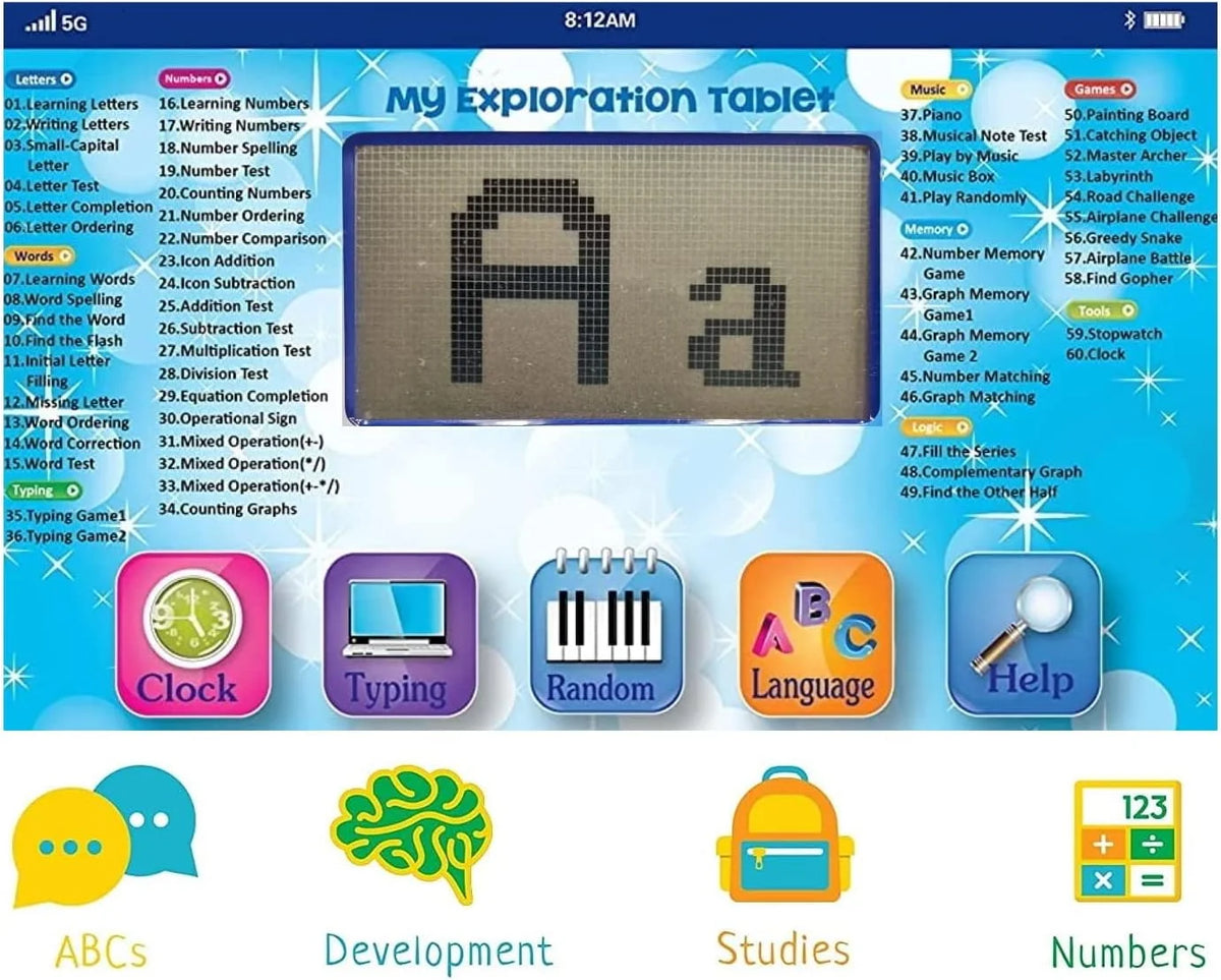 Blue Educational Learning Toy Tablet with LCD Screen and Keyboard O693423