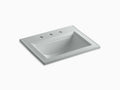 Ice Grey Drop-In Bathroom Sink with 8 In. Widespread Faucet Holes C253
