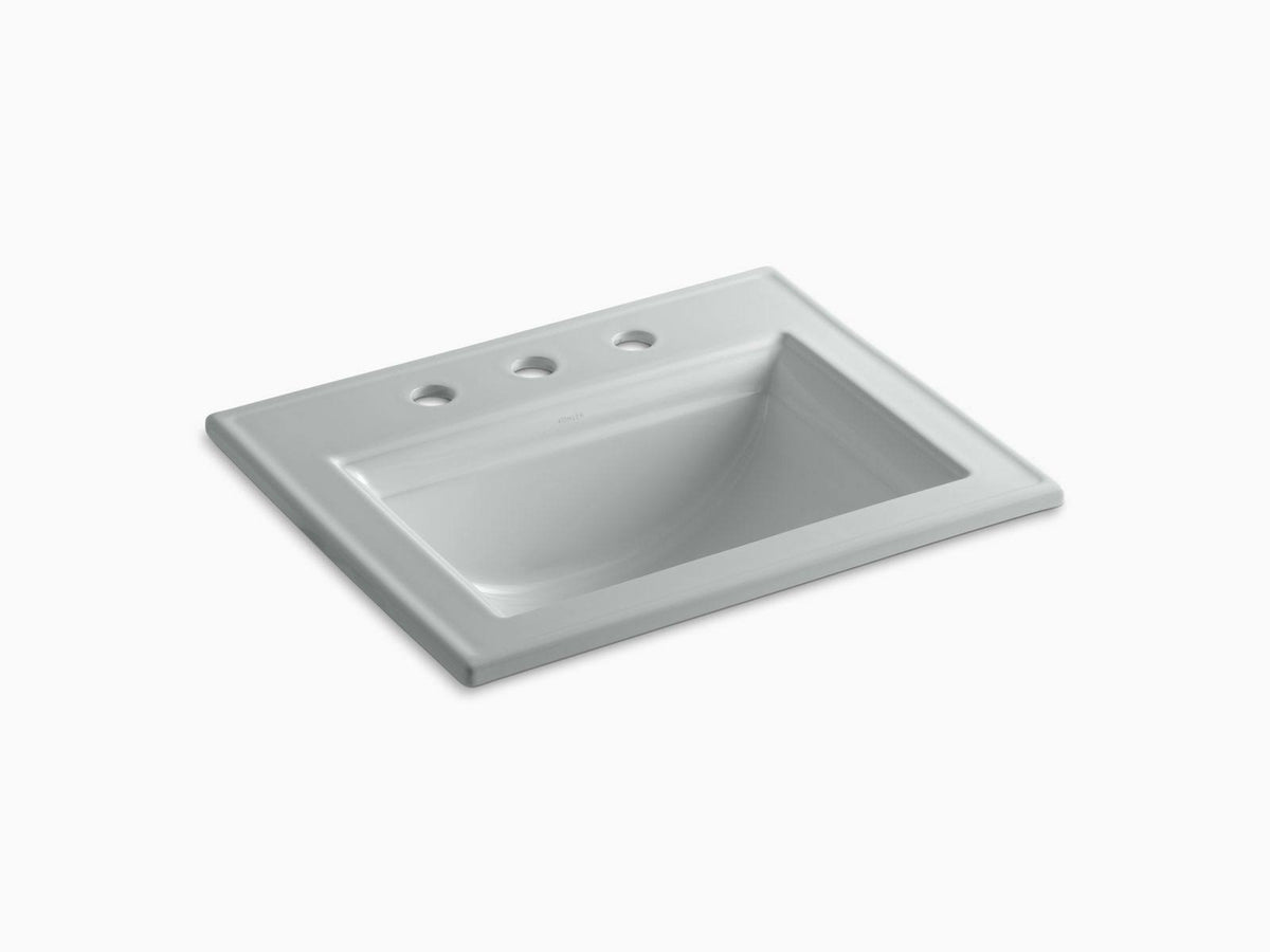 Ice Grey Drop-In Bathroom Sink with 8 In. Widespread Faucet Holes C253