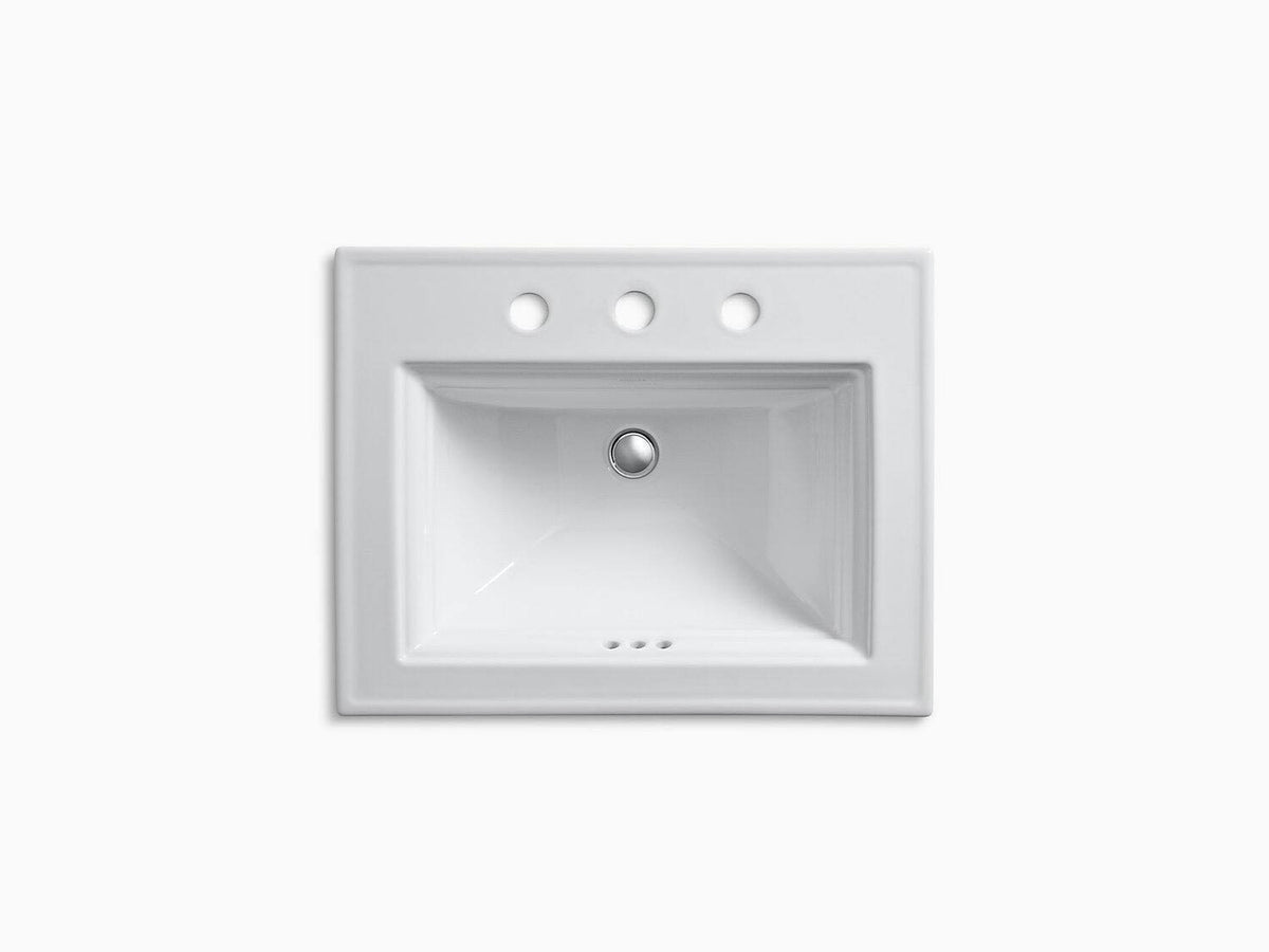 Ice Grey Drop-In Bathroom Sink with 8 In. Widespread Faucet Holes C253