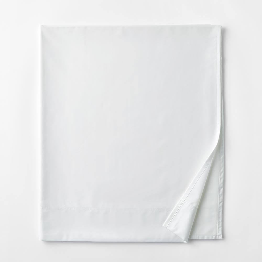 White Supima Cotton Sateen California King Flat Sheet Q4282