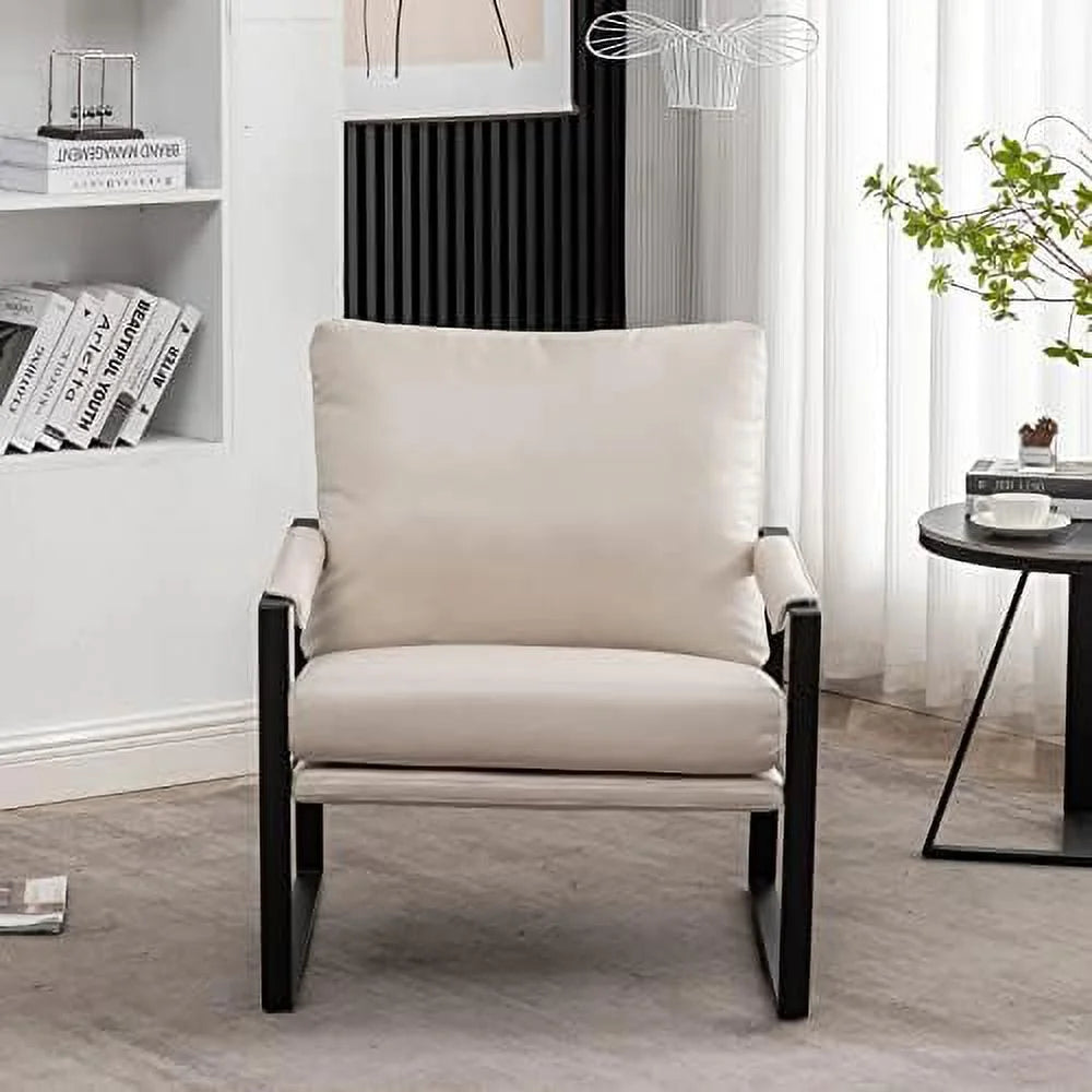 Dark Grey Faux Leather Accent Chair with Metal Frame I862690