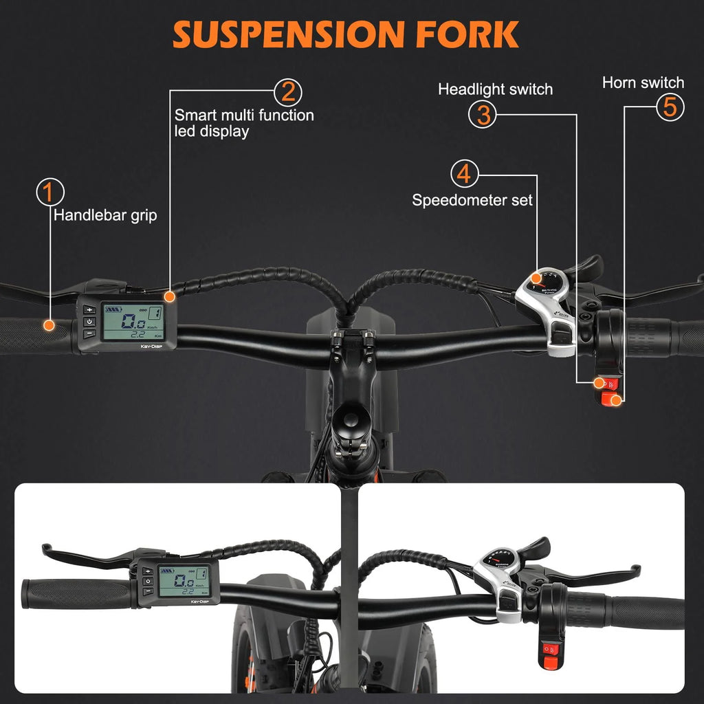 26 inch 7-Speed Electric Mountain Bicycle 500W 48V 10Ah O8102