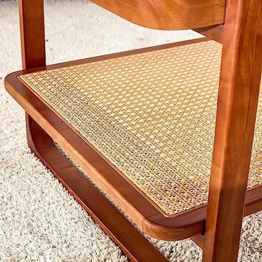 Modern Rattan Woven Glass Desktop Solid Wood Coffee Table S643