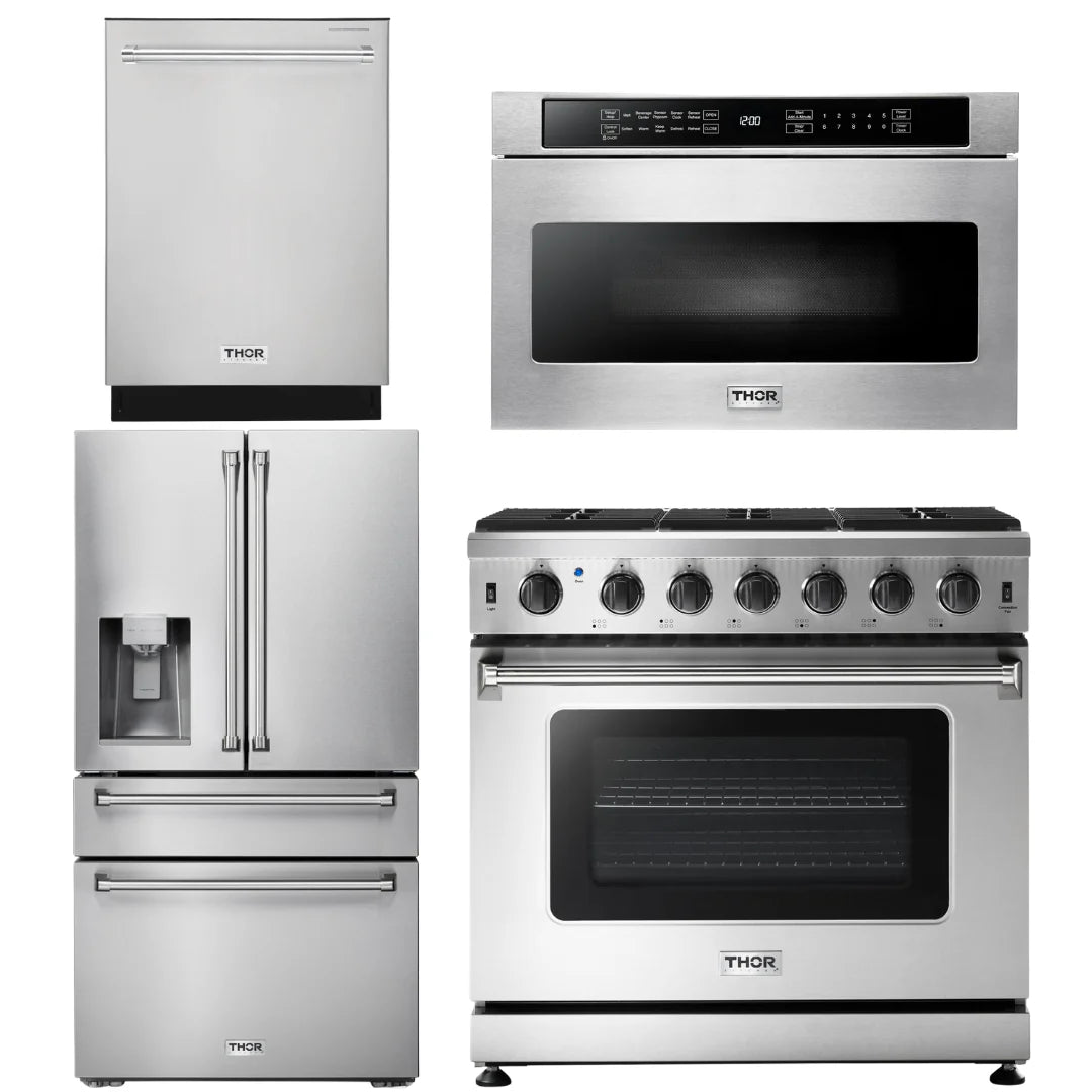 36 Gas Range, Microwave, Refrigerator, Dishwasher D93798