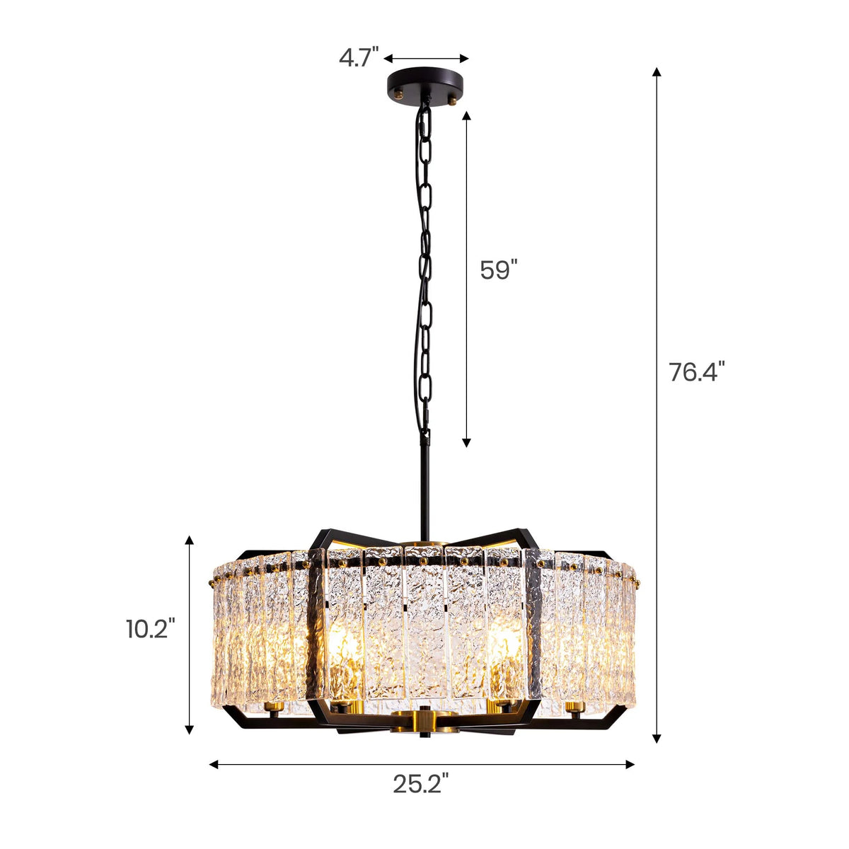 Black 6-Light Water Ripple Glass Chandelier Z8150