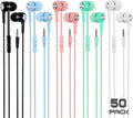 50 Packs Multi Colored Earbuds Headphones with Microphone G949