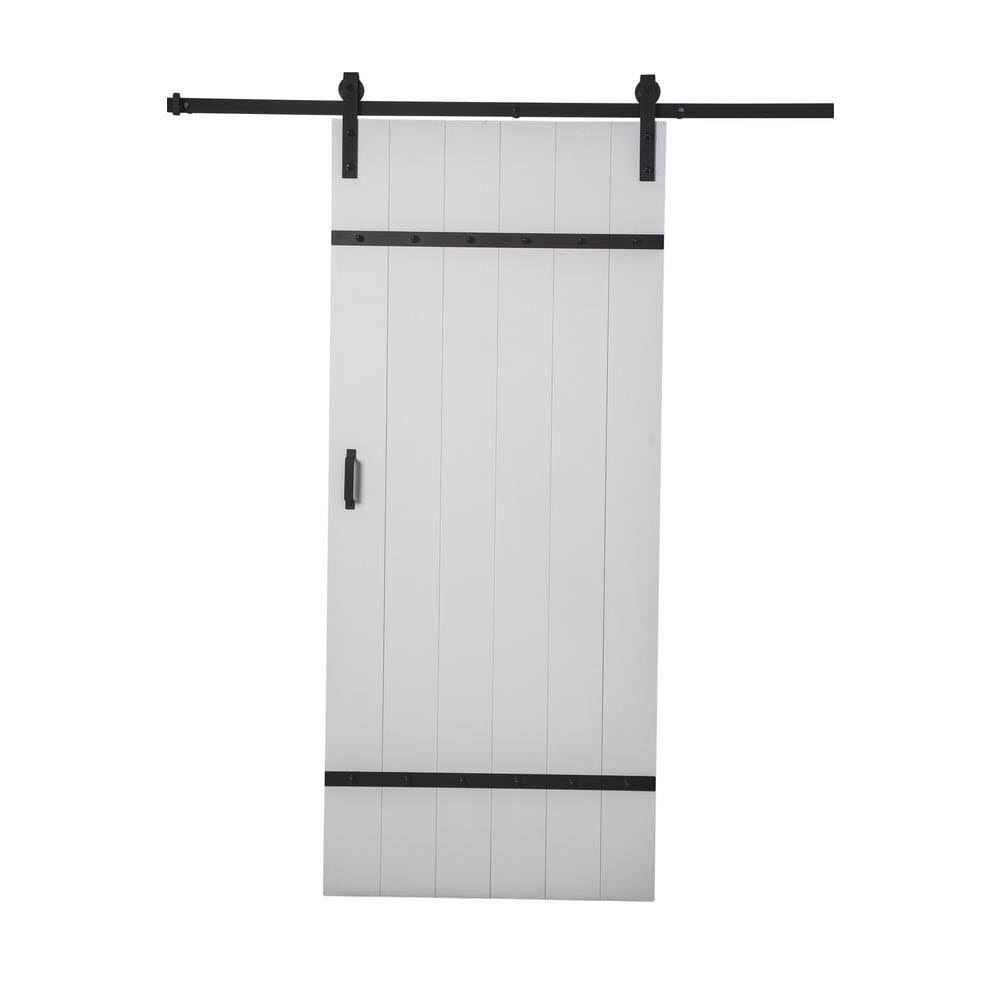 Bright White MDF Sliding Barn Door with Hardware Kit K993