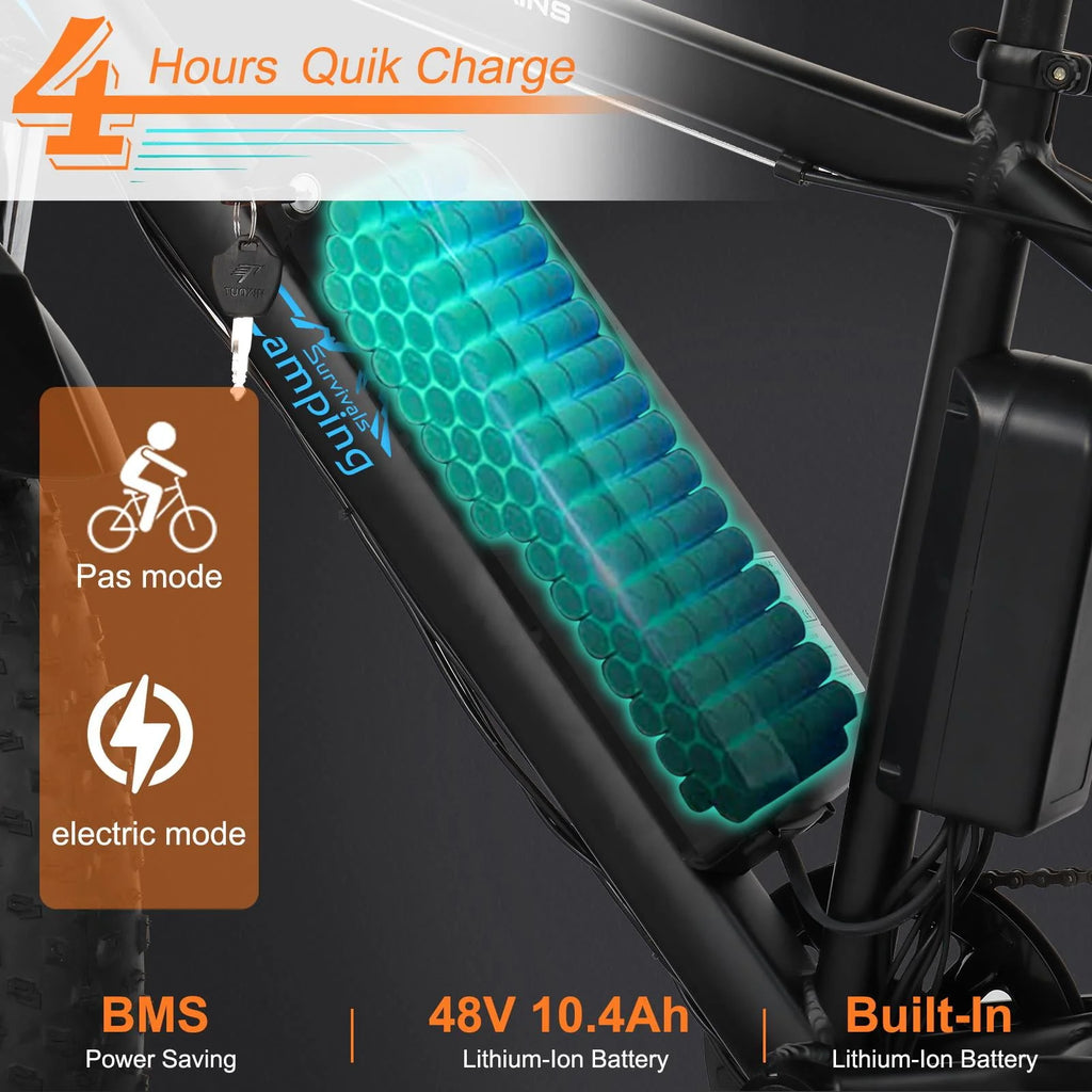 26 inch 7-Speed Electric Mountain Bicycle 500W 48V 10Ah O8102