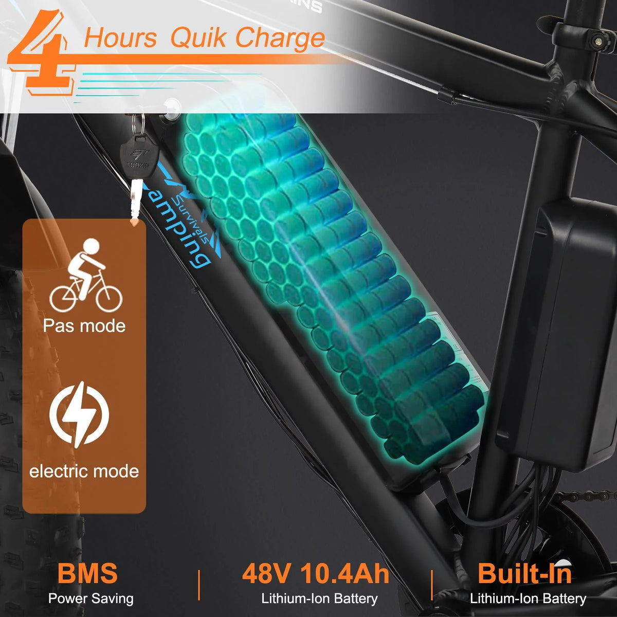 26 inch 7-Speed Electric Mountain Bicycle 500W 48V 10Ah O8102