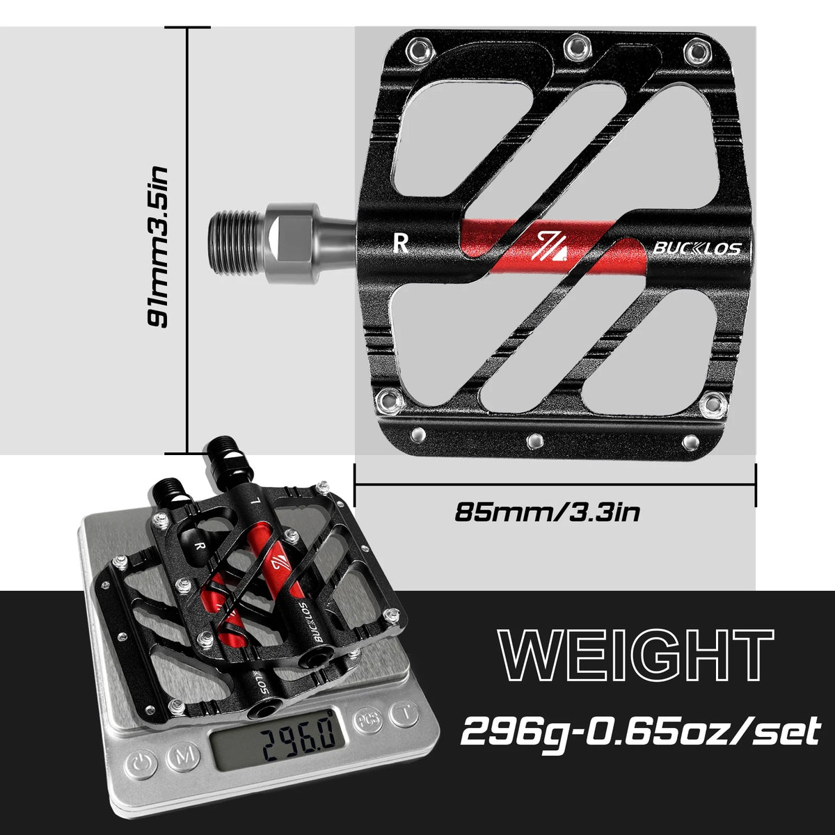 CNC Aluminum Alloy MTB Flat Pedals 3 Bearings 9/16" A80561