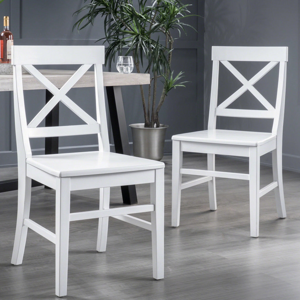 White Acacia Wood Dining Chairs Set of 2 S78864