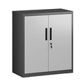 Grey Metal Storage Cabinet with Doors and Shelves J511