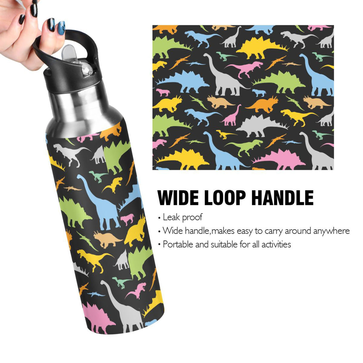 Stainless Steel Vacuum Insulated Water Bottle with Straw Lid 20 OZ W7921