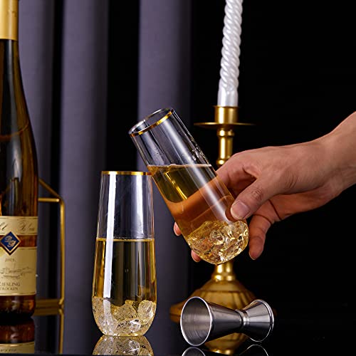 24PCS 9 Oz Stemless Plastic Champagne Flutes J948