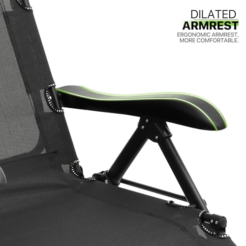 Black Folding Reclining Patio Chair with Headrest O90893